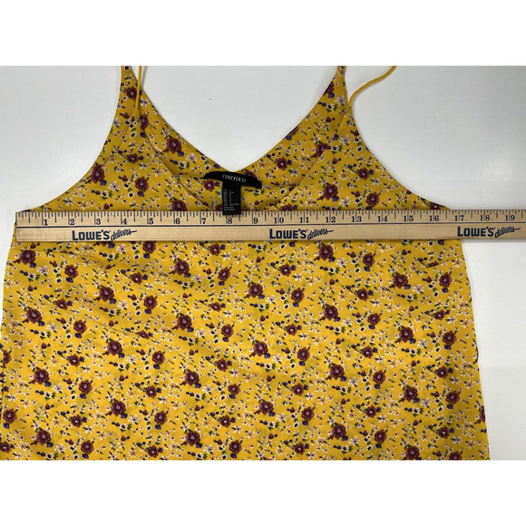 Womens Forever 21 Tank Top Size Small Yellow Floral Spaghetti Strap - Picture 5 of 8
